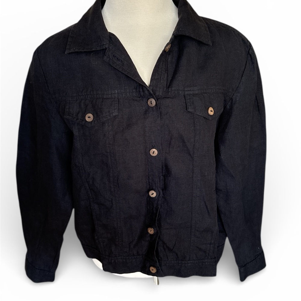 Vikolino 100%european linen black  Linen Jacket